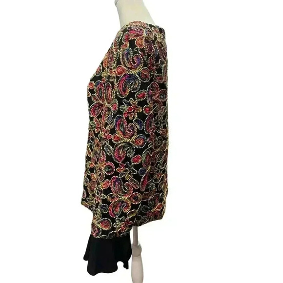 ADORE Gorgeous Raised Paisley Pattern Multi Color Jacket with Silk Wrists Sz XL - Picture 5 of 13